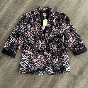 NWT- Anne Klein-Fully-Lined 3/4 Length Sleeve Blazer Size Medium